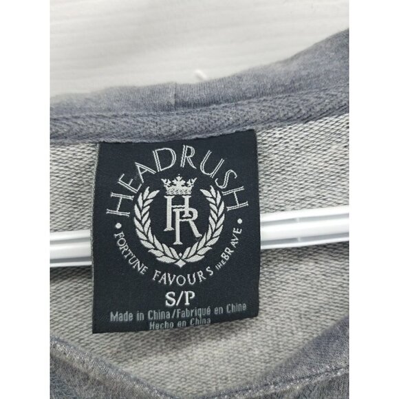 Headrush Original Fortune Favors the Brave Grey Hoody Yellow Logo Size Small - Picture 2 of 8